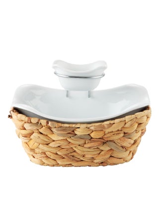 2-Piece 2-Tier Salad Bowl with Rattan Basket White and Brown 26.6 x 17.5 x 20 cm HG1106-PL-H - pzsku/Z5088516D122F68DBD0E2Z/45/_/1722413182/4c0aa582-5a72-4aa5-94a9-b15137fb98d6