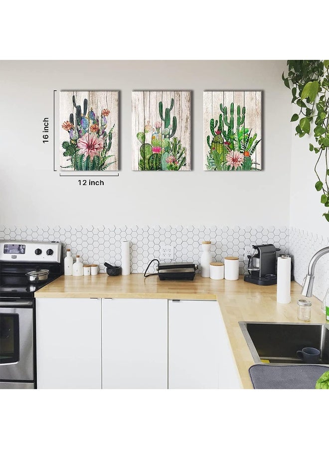 YOOOAHU Cactus Decor Boho Bathroom Southwestern Wall Decor for Living Room Mexican Pictures Green Plant Canvas Art Bedroom Kitchen Home Decoration Tropical Succulent Botanical Painting Office Artworks 12x16 - Image 4