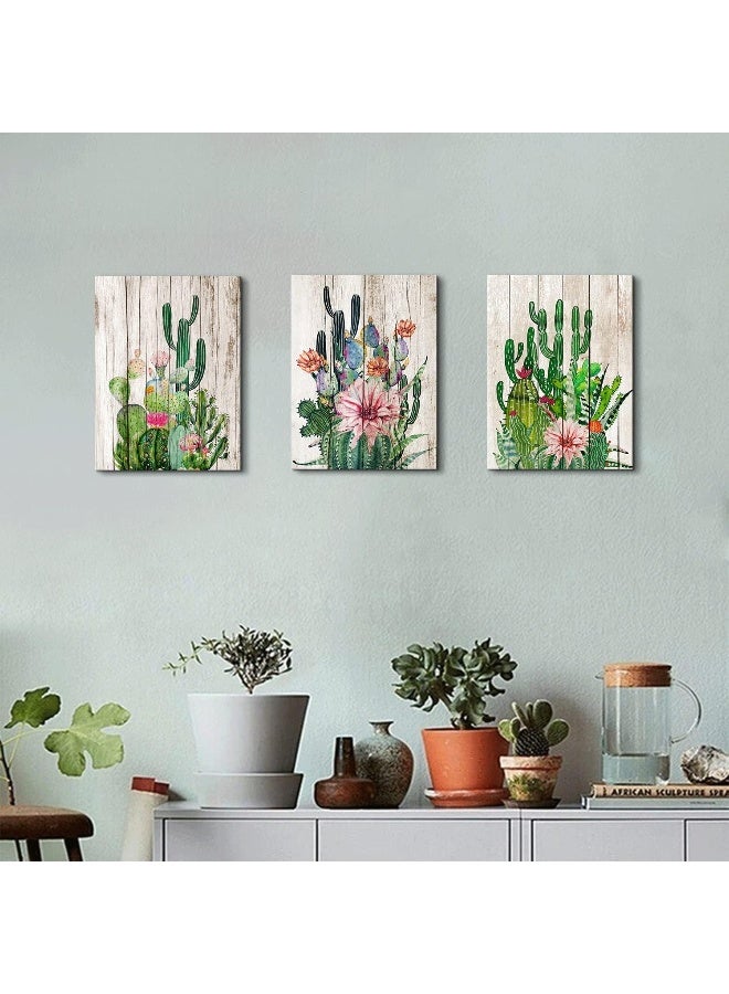 YOOOAHU Cactus Decor Boho Bathroom Southwestern Wall Decor for Living Room Mexican Pictures Green Plant Canvas Art Bedroom Kitchen Home Decoration Tropical Succulent Botanical Painting Office Artworks 12x16 - Image 3