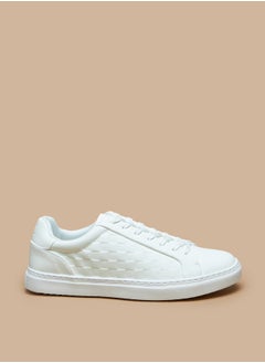 LBL by Shoexpress Monotone Low Ankle Sneakers with Lace-Up Closure  - Image 3