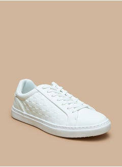 LBL by Shoexpress Monotone Low Ankle Sneakers with Lace-Up Closure  - Image 1