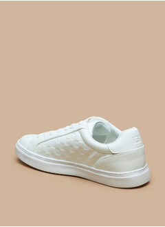 LBL by Shoexpress Monotone Low Ankle Sneakers with Lace-Up Closure  - Image 2