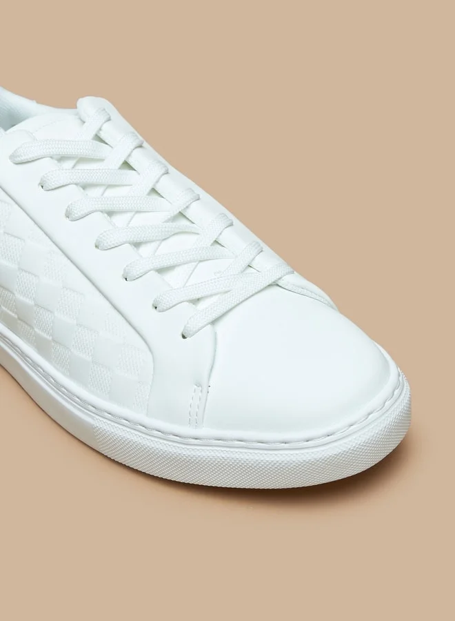 LBL by Shoexpress Monotone Low Ankle Sneakers with Lace-Up Closure