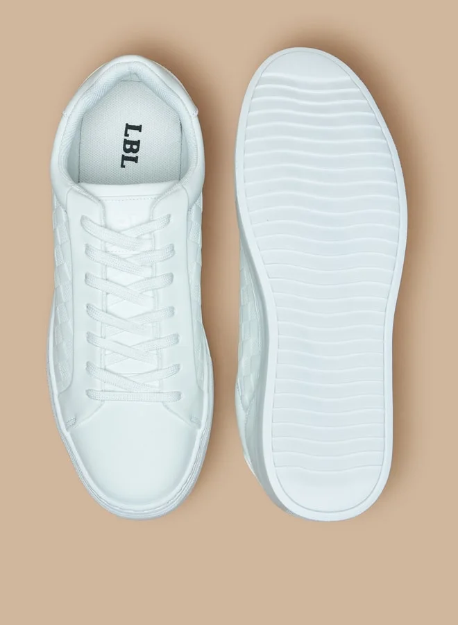 LBL by Shoexpress Monotone Low Ankle Sneakers with Lace-Up Closure