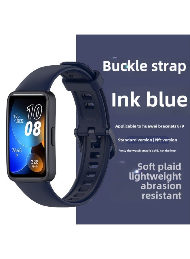 For huawei Bracelet 8/9 Representative Band For huawei Band8 Replacement Wristband Sports Bracelet 9NFC Glue Strap-Color:Ink Blue-Specifications:Applicable To For huawei Bracelets 8/9  - Image 1