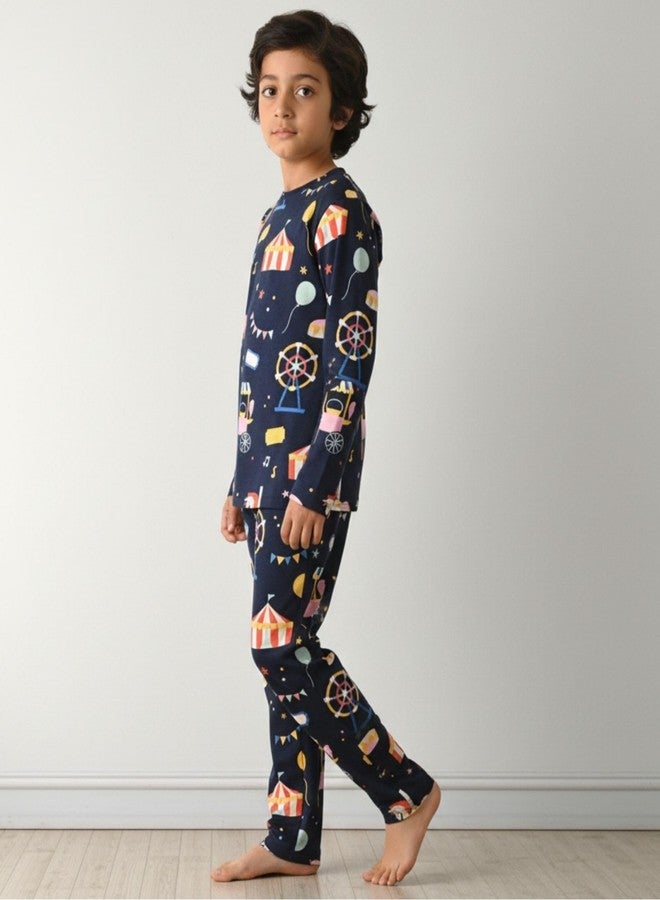 ANTHRILO Pure Cotton Pyjama Set for Boys | Skin Friendly Fabric |Casual Wear | Carnival Circus Boys Long Sleeves Pyjama Set - Blue 2-3 Years - Image 3