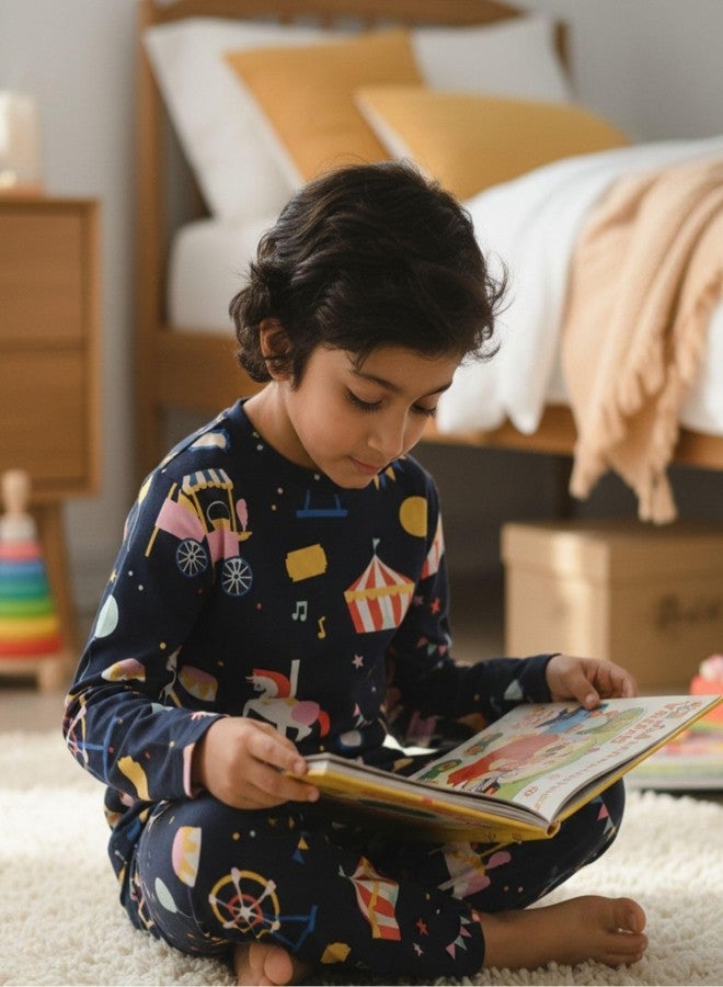 ANTHRILO Pure Cotton Pyjama Set for Boys | Skin Friendly Fabric |Casual Wear | Carnival Circus Boys Long Sleeves Pyjama Set - Blue 2-3 Years - Image 5