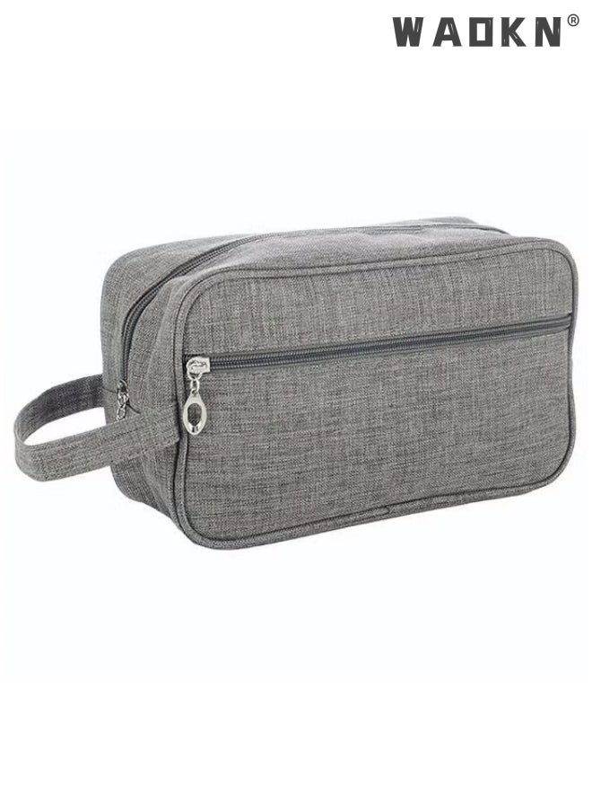 WAOKN Outdoor Wash Bag Portable Storage Bag Waterproof Clutch Bag Large Capacity Makeup Cosmetic Handbag Packing Organizers for Men Women Travel Business Trip Travel Toiletry Bag Bathroom Bag Grey  - Image 1
