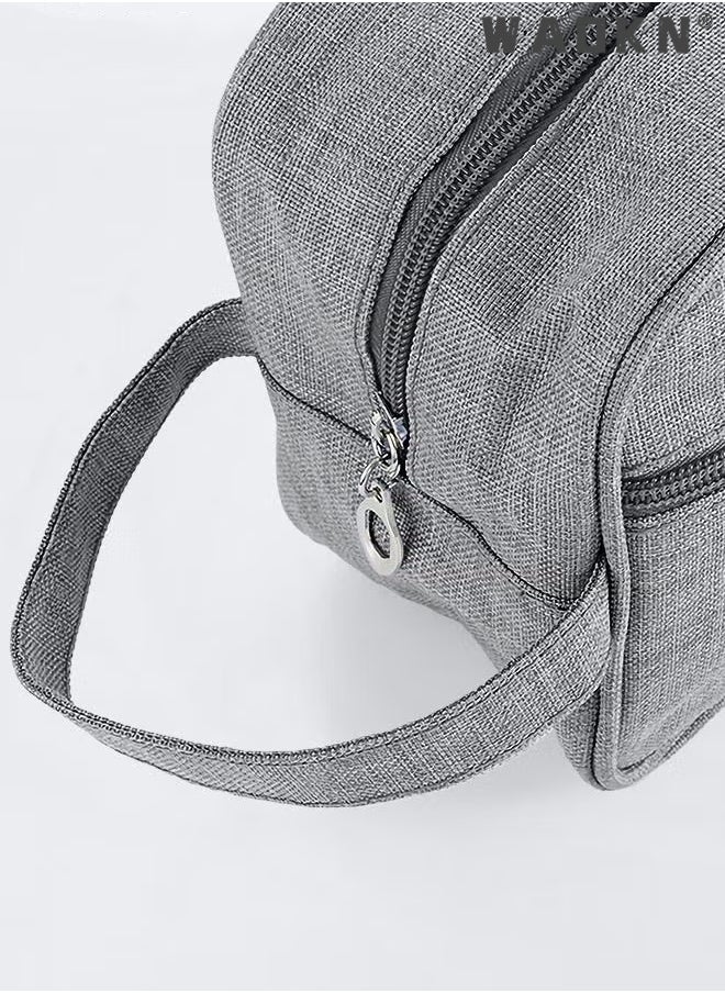 WAOKN Outdoor Wash Bag Portable Storage Bag Waterproof Clutch Bag Large Capacity Makeup Cosmetic Handbag Packing Organizers for Men Women Travel Business Trip Travel Toiletry Bag Bathroom Bag Grey  - Image 2