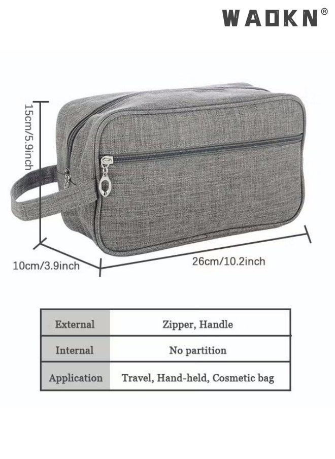 WAOKN Outdoor Wash Bag Portable Storage Bag Waterproof Clutch Bag Large Capacity Makeup Cosmetic Handbag Packing Organizers for Men Women Travel Business Trip Travel Toiletry Bag Bathroom Bag Grey  - Image 5