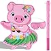Threan Small Pig Piata Aloha Luau Party Decorations Pink Pig Piata with Blindfold Stick for Hawaii Summer Tiki Tropical Themed Birthday Party Supplies 165 x 124 x 31 Inch - Image 3