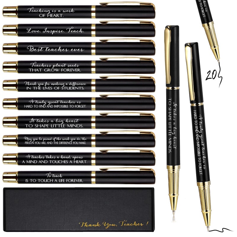 Seajan 20 Set Teacher Appreciation Gifts Pens with Boxes Inspirational Thank You Quotes Black Ink Ballpoint Pens for Teacher from Students Educator School Counselor Tutor Office SuppliesBlack