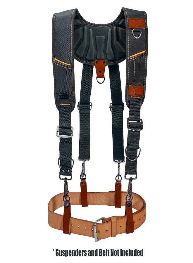 KUNN Leather Tool Belt Suspender Loops, 4-Piece Suspender Accessories Heavy Duty Suspender Strap Belt Connectors,Brown - Image 4