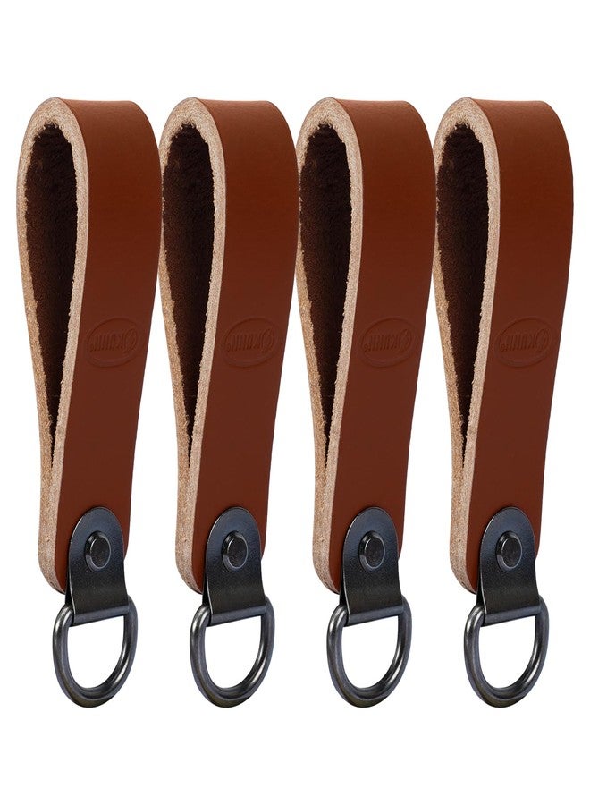 KUNN Leather Tool Belt Suspender Loops, 4-Piece Suspender Accessories Heavy Duty Suspender Strap Belt Connectors,Brown - Image 1