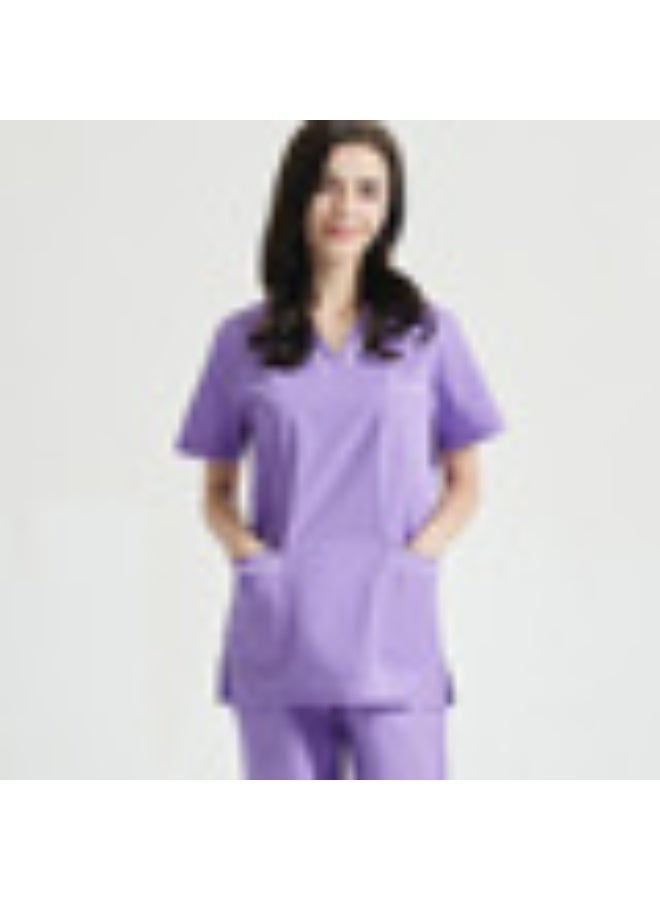 NIBEMINENT Nurse's Summer Thin Short Sleeved Polyester Cotton Hand Wash Suit Women, Operating Room Dentist's Set - Image 1