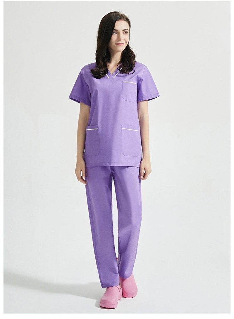 NIBEMINENT Nurse's Summer Thin Short Sleeved Polyester Cotton Hand Wash Suit Women, Operating Room Dentist's Set - Image 2
