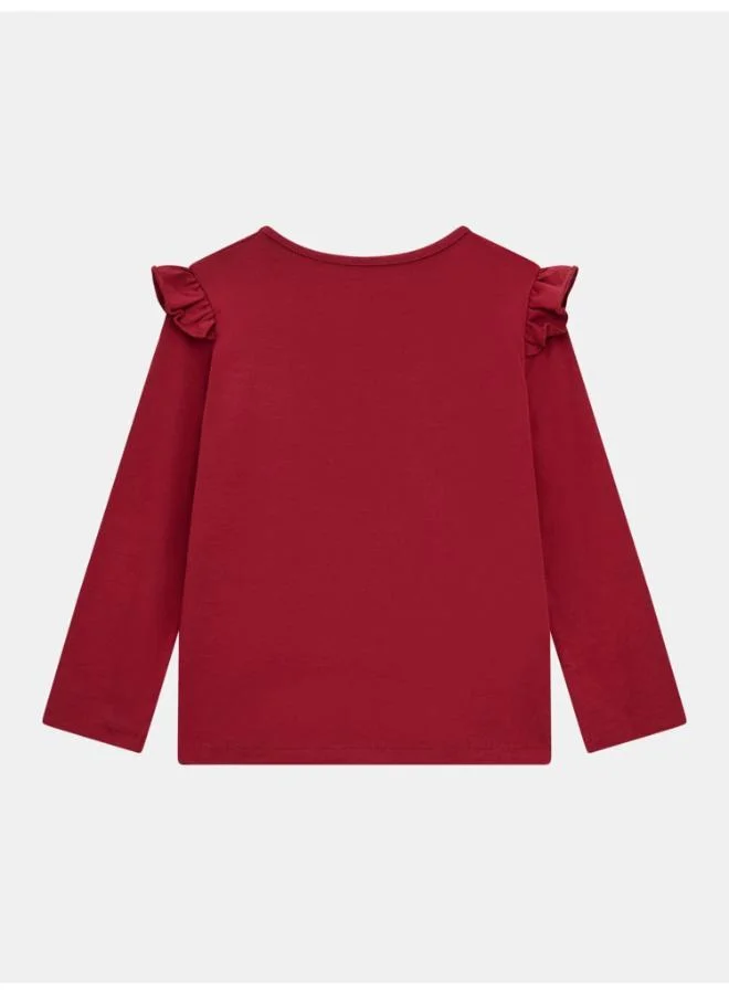 جس تيشيرت للأطفال بياقة دائرية وشعار مطبوع