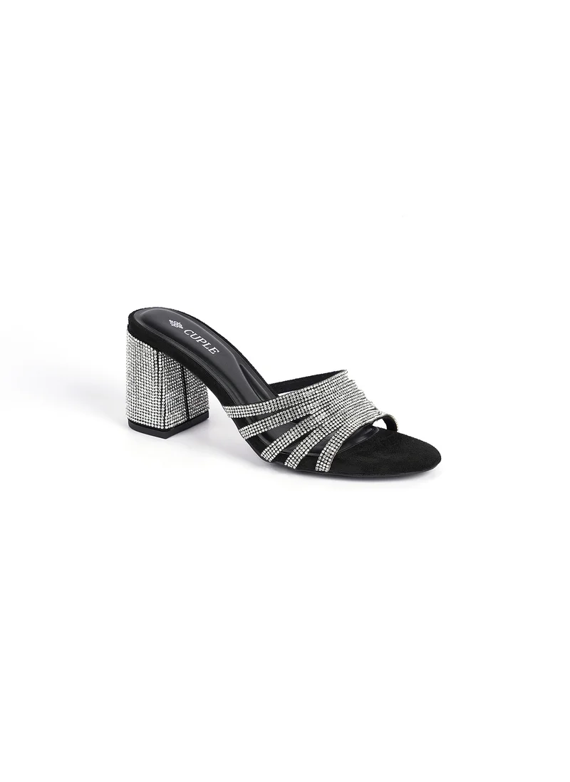 كيوبل Womens embelished heeled mule sandals