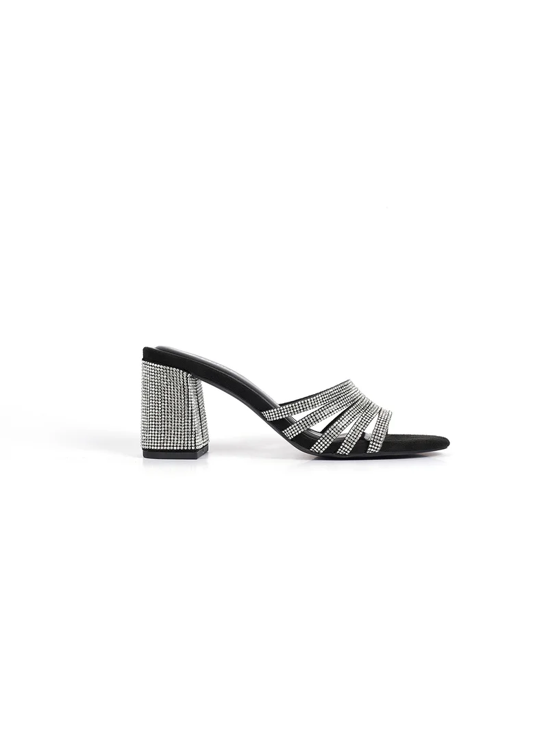 كيوبل Womens embelished heeled mule sandals