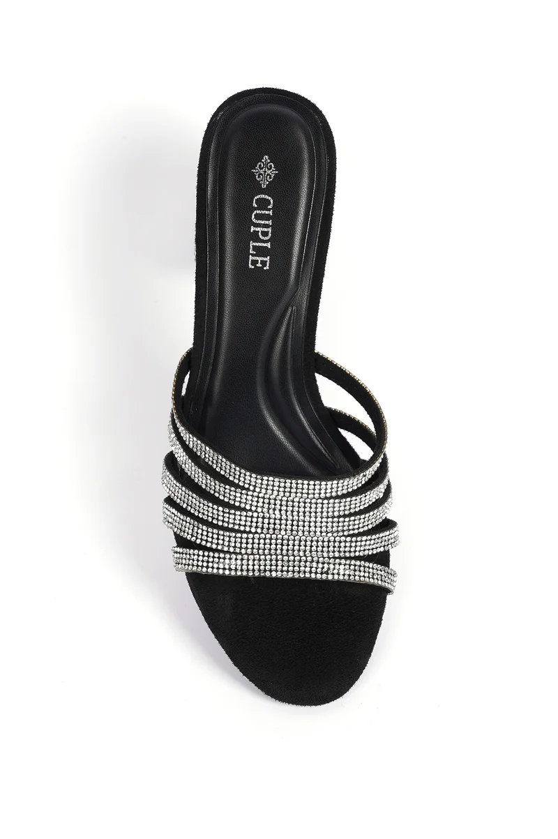 Cuple Womens embelished heeled mule sandals