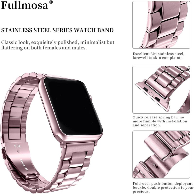 Fullmosa Metal Band with Case Compatible with Apple Watch Strap 49mm 46mm 45mm 44mm 42mm 41mm 40mm 38mm, Steel Apple Watch Band for iWatch Ultra3/2/1 SE3/SE2/SE Series 11/10/9/8/7/6/5/4/3/2/1 - Image 4