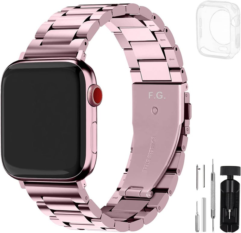 Fullmosa Metal Band with Case Compatible with Apple Watch Strap 49mm 46mm 45mm 44mm 42mm 41mm 40mm 38mm, Steel Apple Watch Band for iWatch Ultra3/2/1 SE3/SE2/SE Series 11/10/9/8/7/6/5/4/3/2/1 - Image 1