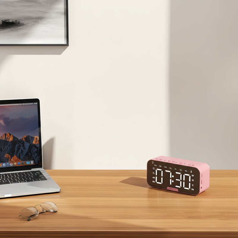 Sharpdo AI Smart Alarm Clock Speaker for Students, Digital LED Bedside Clock with Bluetooth Subwoofer and Voice Control, 3-Level Brightness Adjustment - Image 2