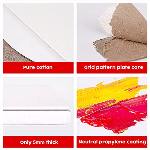 Conda Canvas Board for Painting 12 Pack, 5 x 7 Inch Canvas Panels, Primed White Blank Canvases, 100% Cotton Art Canvas for Acrylic Oil Watercolor Tempera Paints - Image 3