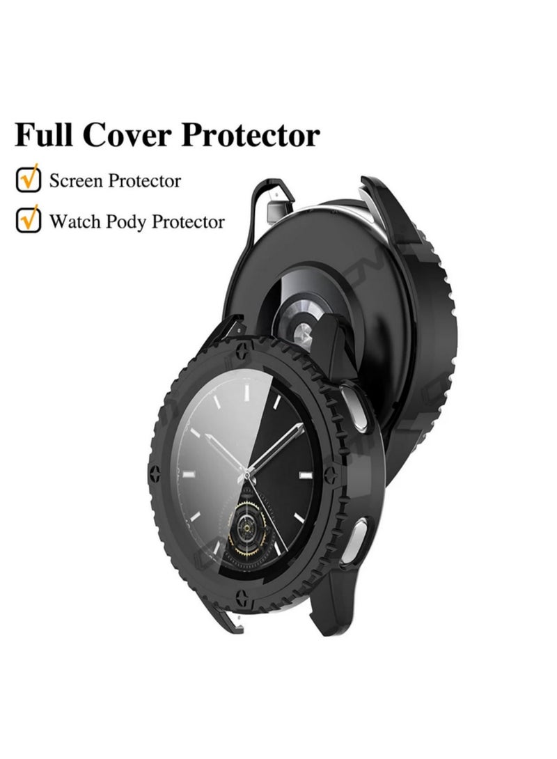 Glass + Case for Xiaomi Mi Watch S3 Accessory PC All-around Bumper Protective Cover + Screen Protector for Xiaomi Watch S3 (Black) - Image 3