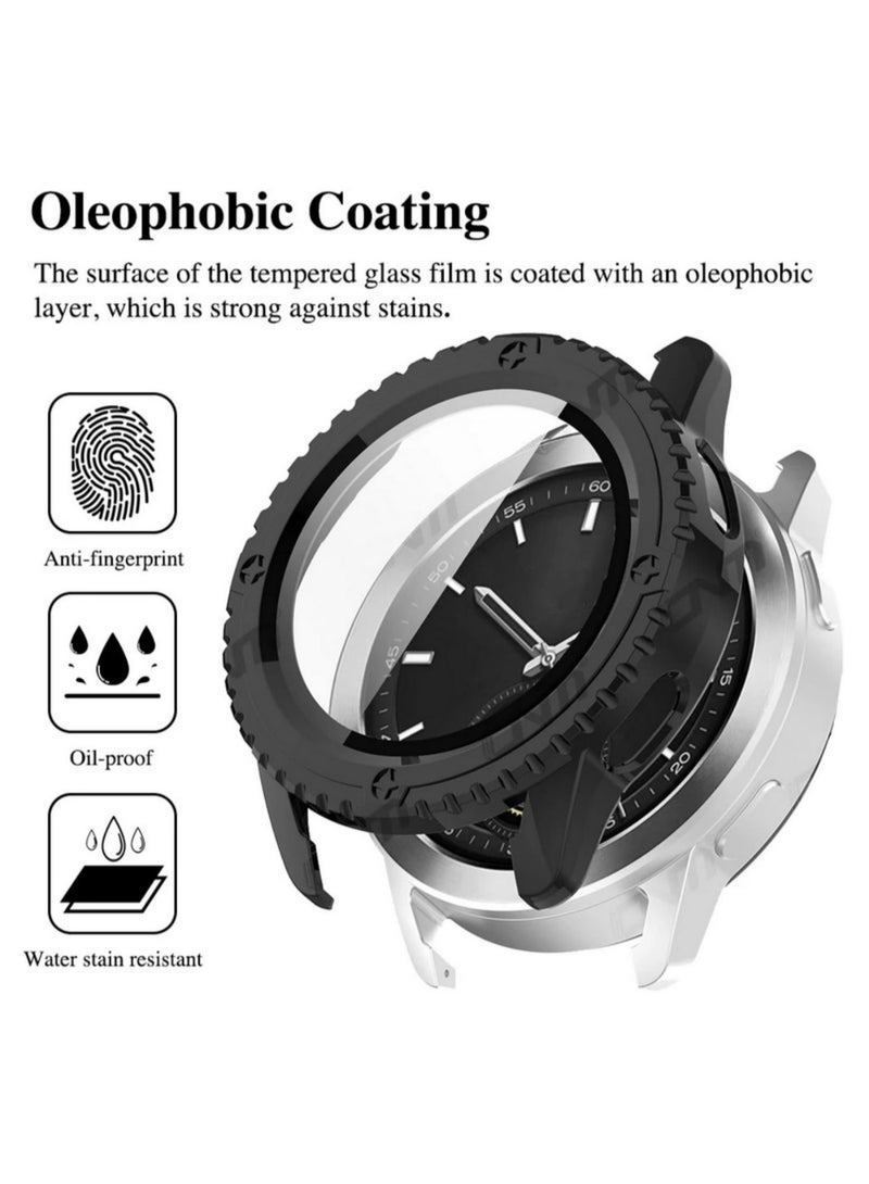 Glass + Case for Xiaomi Mi Watch S3 Accessory PC All-around Bumper Protective Cover + Screen Protector for Xiaomi Watch S3 (Black) - Image 4