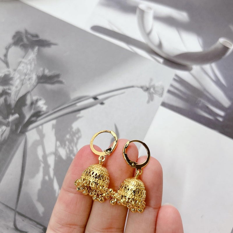 Cykdohy Indian Jhumki Bell Hoop Vintage Statement Earrings for Women Retro Ethnic Bohemian Hollow Jhumka Round Bells Tassel Dangle Drop Earring Bollywood Traditional Boho Gypsy Huggie Hoops Jewelry Gift - Image 3