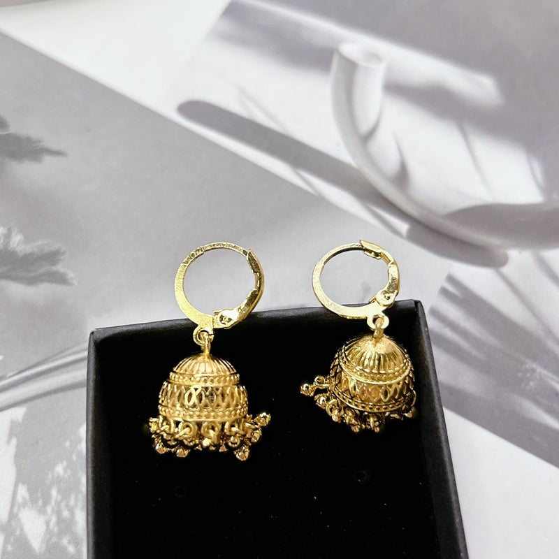 Cykdohy Indian Jhumki Bell Hoop Vintage Statement Earrings for Women Retro Ethnic Bohemian Hollow Jhumka Round Bells Tassel Dangle Drop Earring Bollywood Traditional Boho Gypsy Huggie Hoops Jewelry Gift - Image 4