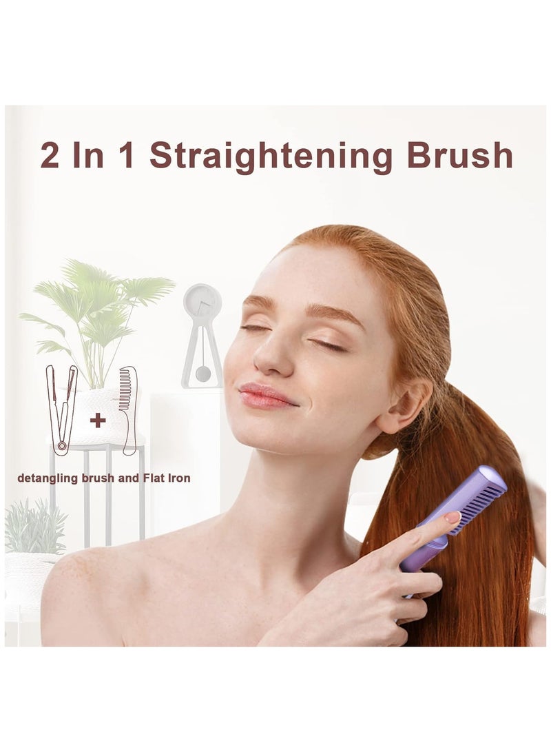 general Rechargeable Hair Straightener, Mini Portable Hair Straightener Brush USB Enhanced Ionic Straightening Comb with LCD Temperature Display Cordless Small Hair Straightener Comb for Home & Travel - Image 2