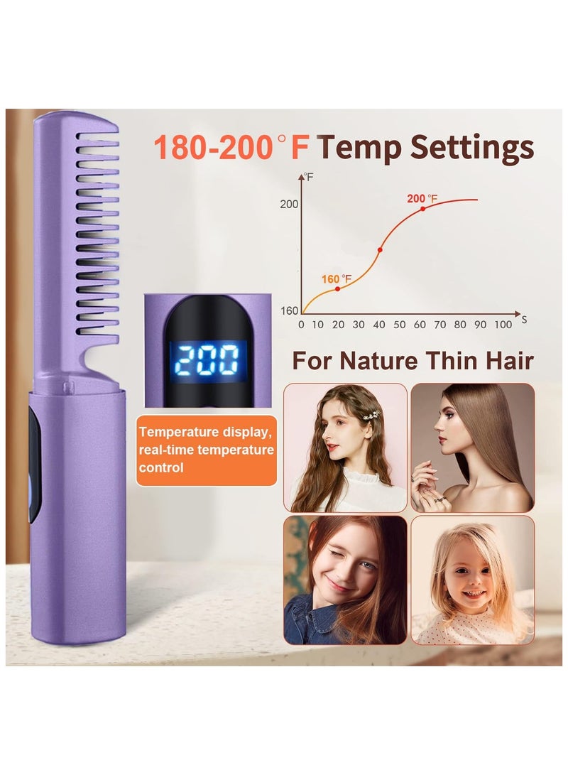 general Rechargeable Hair Straightener, Mini Portable Hair Straightener Brush USB Enhanced Ionic Straightening Comb with LCD Temperature Display Cordless Small Hair Straightener Comb for Home & Travel - Image 3