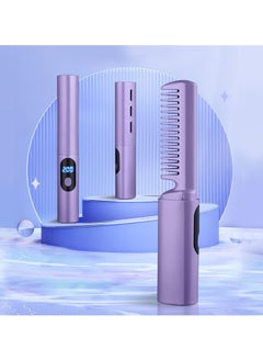 General Rechargeable Hair Straightener, Mini Portable Hair Straightener Brush USB Enhanced Ionic Straightening Comb with LCD Temperature Display Cordless Small Hair Straightener Comb for Home & Travel  - Image 1