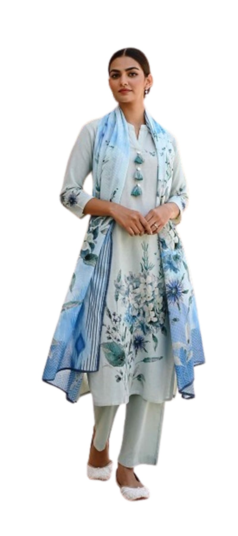 Kalaanj Kurta Set for Women || 3pic Kurta for Women (SP-231-Skyblue-S) - Image 1