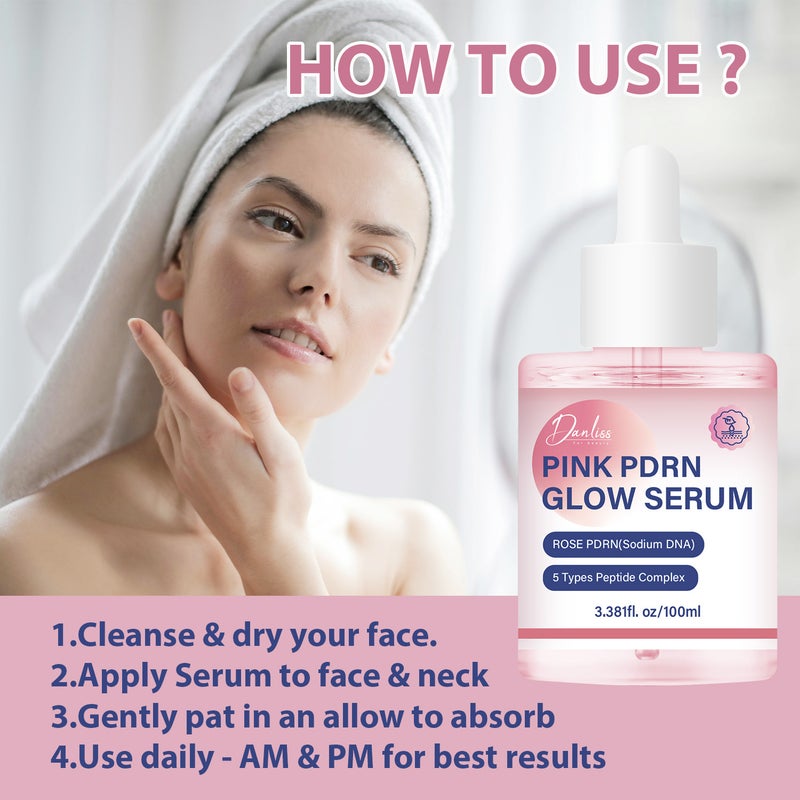 Danliss Pink PDRN Glow Serum with Rose, PDRN & 5 Peptides -    100ml - Image 4