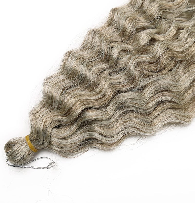 MAYSA Ombre Brown Curly Crochet Hair Synthetic Deep Wave Crochet Hair 22 Inch 6Packs Ocean Wave Braiding Hair Extension Brown mix Blond #10/60 - Image 5