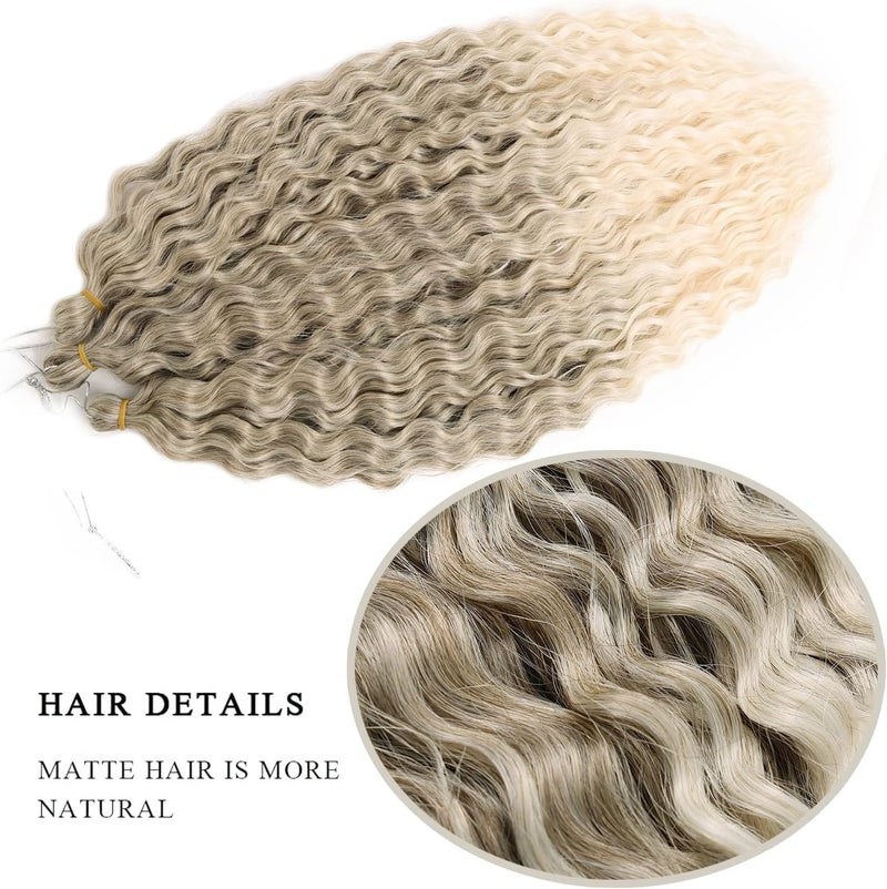 MAYSA Ombre Brown Curly Crochet Hair Synthetic Deep Wave Crochet Hair 22 Inch 6Packs Ocean Wave Braiding Hair Extension Brown mix Blond #10/60 - Image 3