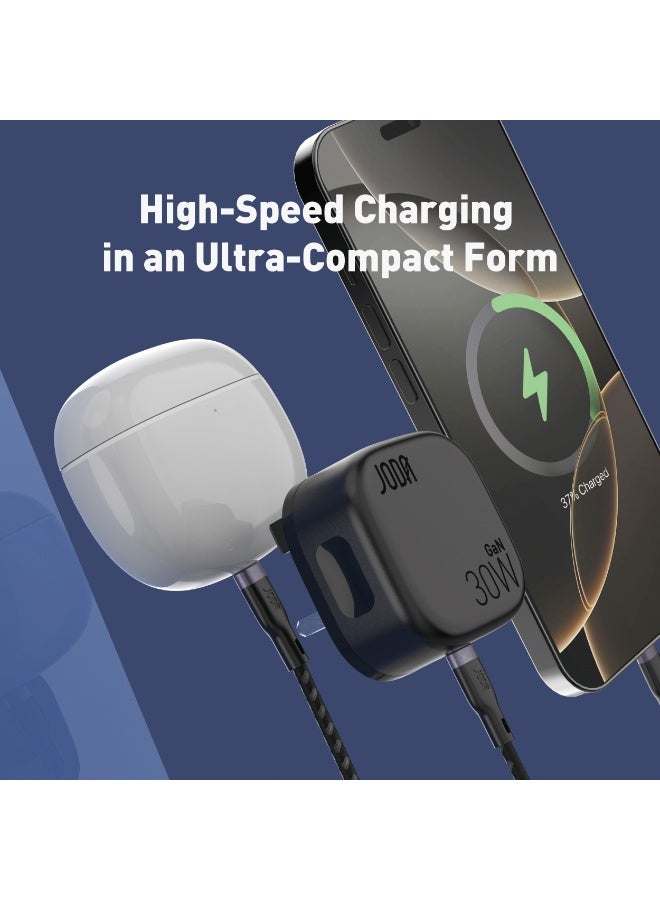 جودا شاحن جداري  جودا    فولتبود قوة 30 واط بمنفذ تايب سي – اسود شاحن سريع 30W ⚡ شاحن GaN 20W ⚡ شاحن جودا Type-C 🔌 شاحن USB Type-C 🔋 شاحن مدمج 📱 شاحن سريع للهواتف 📱ايفون⚡ محول  GaN سريع ⚡🔋شاحن للأجهزة المحمولة 📱💻شاحن للجهاز المحمول 📱🔋شاحن شحن سريع 30  وات ⚡💨شاحن للهواتف الذكية 📱📲شاحن للتابلت والساعات الذكية ⌚فيش  جودا للشحن السريع ⚡🔌 - Image 3