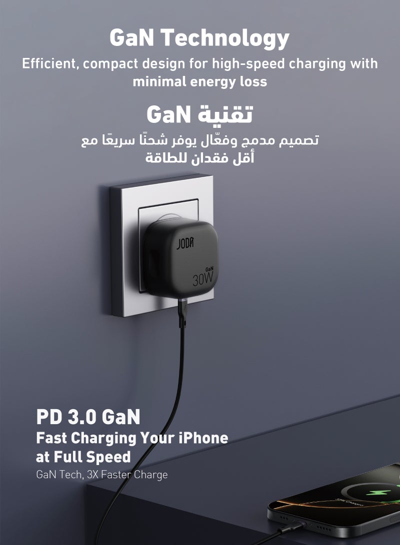 JODA VoltPod 30 30W USB-C GaN Wall Charger Black Fast 30W ⚡ 30W GaN Charger ⚡ Type-C Joda Charger 🔌 USB Type-C Charger 🔋 Compact Charger 📱 Fast Phone Charger 📱 iPhone ⚡ Fast GaN Adapter ⚡🔋 Mobile Device Charger 📱💻 Mobile Device Charger 📱🔋 30W Fast Charging Charger ⚡💨 Smart Phone Charger 📱📲 Tablet and Smart Watch Charger ⌚ Fast Charging JODA Adapter  ⚡🔌 - Image 4