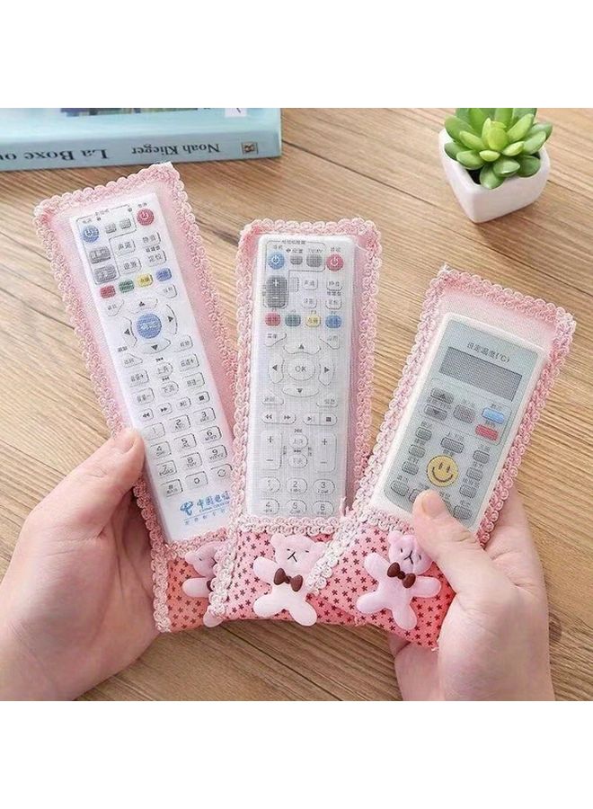Only 1pc Large 9 45x3 15inch Pink Bow Three Sizes Remote Control Covers With Cute Bear Design For Home Use - Image 1