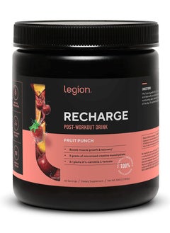 Recharge Post Workout Drink, Boosts Muscle growth and Recovery, 5g Micronized Creatine Monohydrate, 2.1g L-Carnitine and L-Tartrate, 534 grams(1.18 Lbs), 60 Servings - Fruit Punch Flavor