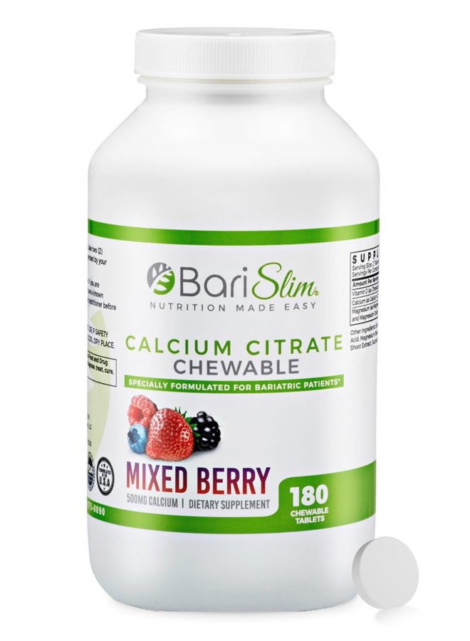 Bari Slim Bariatric Calcium Citrate with Magnesium and Vitamin D - 500 mg of Calcium Citrate Per Serving - Formulated for Patients After Weight Loss Surgery - Mixed Berry - Image 1