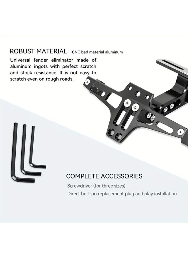 Universal Motorcycle License Plate Holder Bracket Adjustable Aluminum Alloy With Light - Image 4