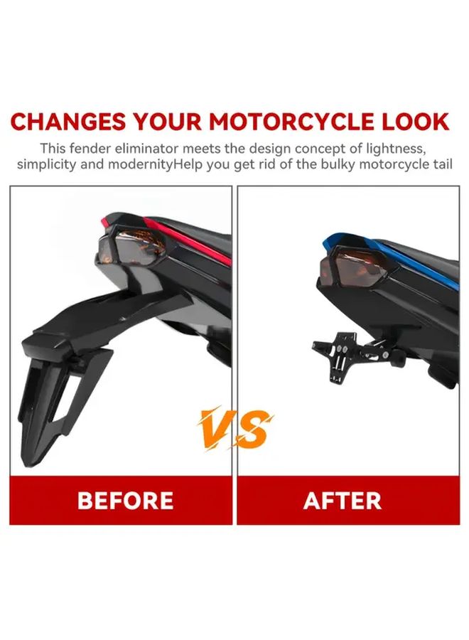 Universal Motorcycle License Plate Holder Bracket Adjustable Aluminum Alloy With Light - Image 5