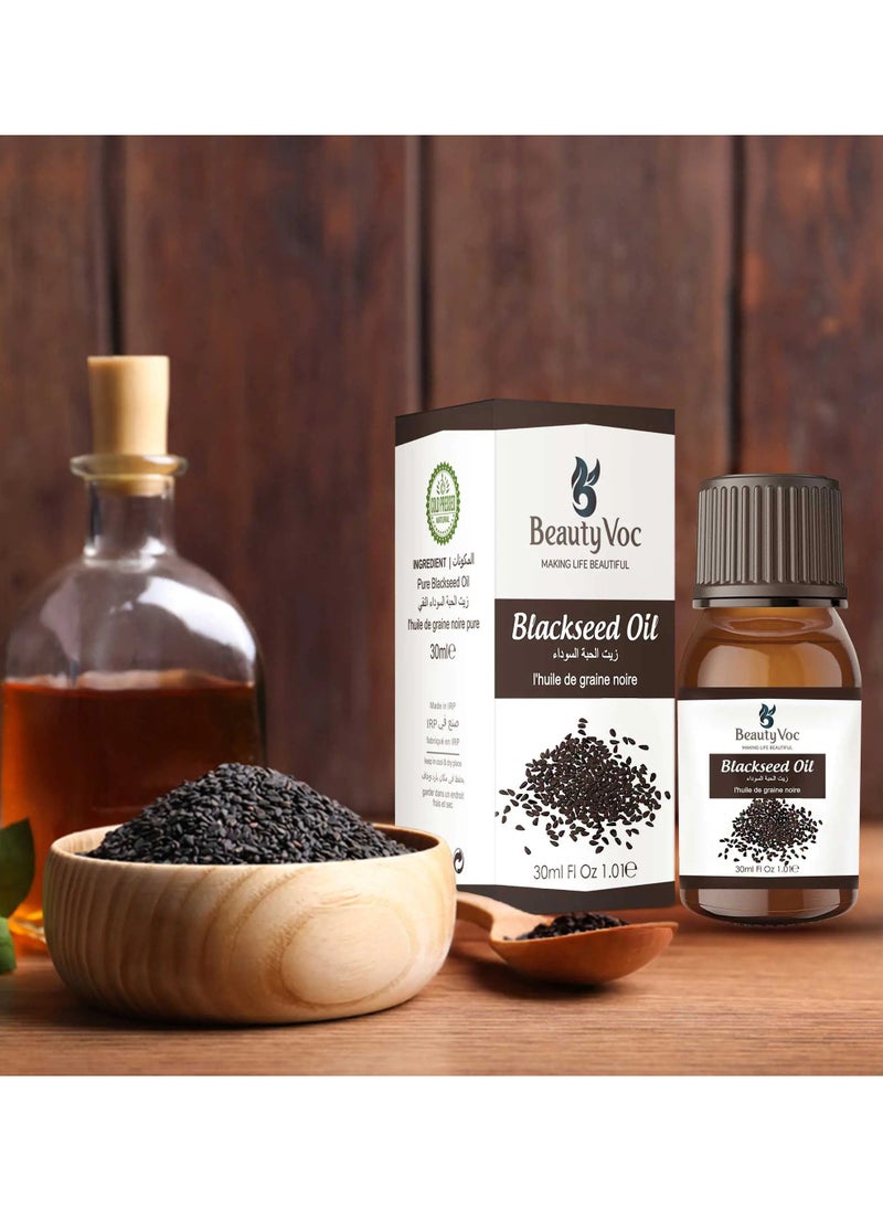 BEAUTY VOC Premium Black Seed Oil Enriched with Antioxidants, Vitamins, and Essential Fatty Acids for Radiant Skin, Wrinkle Reduction, Soothing Irritations and Boosting Hair Health, 30ml.  - Image 3