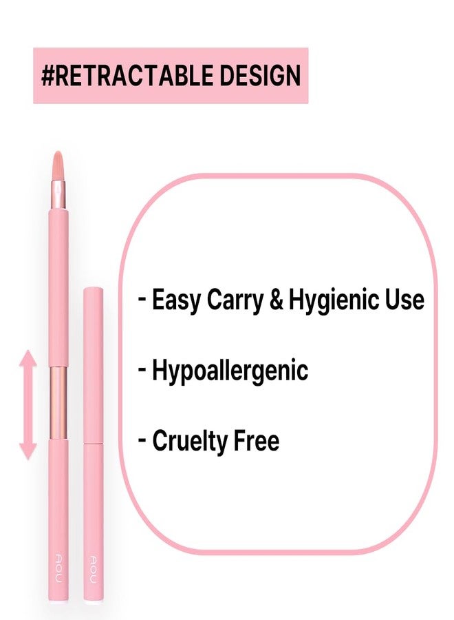 AOU LIP BRUSH Compact & Retractable Design for Easy Carry with Cruelty-Free Soft Brush, Valentine's Day Gifts for Woman - Image 4
