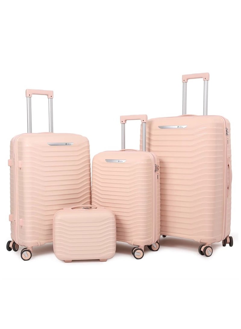 PP Unbreakable Luggage Set of 4pcs Light Pink Color