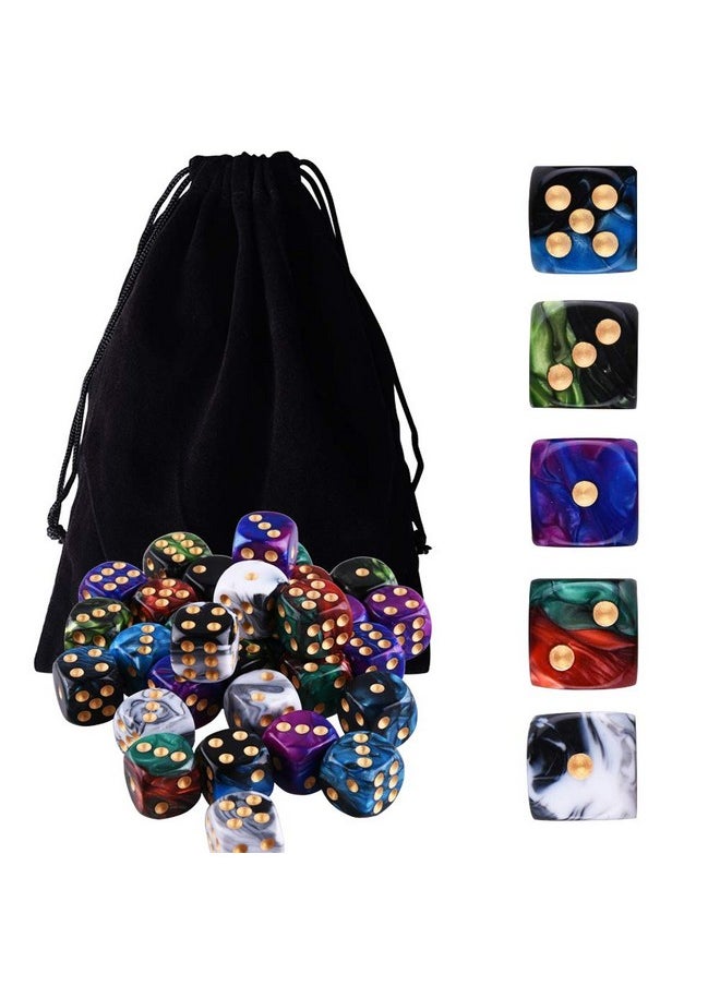 AUSTOR - AUSTOR 50 Pieces 6 Sided Game Dice Set 5 Two Tone Colors Dice with Gold Pips Round Corner Dice for Playing Games Like Tenzi, Farkle, Yahtzee, Bunco or Teaching Math - Image 1
